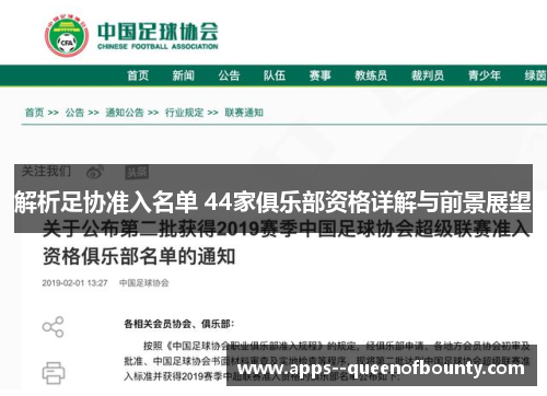 解析足协准入名单 44家俱乐部资格详解与前景展望 解析足协准入名单 44家俱乐部资格详解与前景展望
